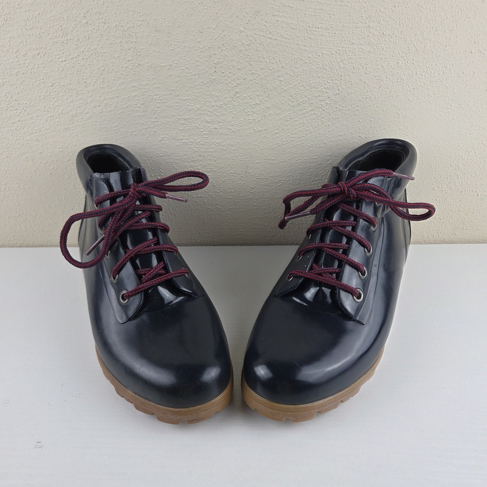 Lands End Vintage Rubber Navy Blue Rain Duck‎ Garden Shoe Boots Women's Size 9 M - Picture 3 of 10